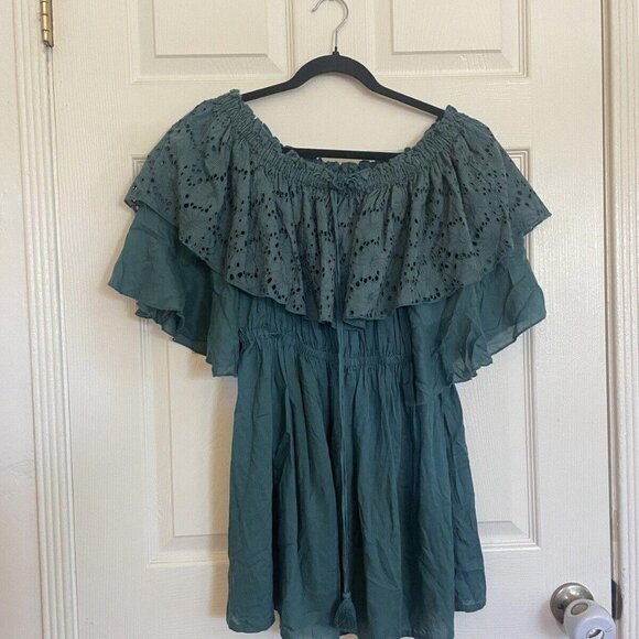 Women’s PQ SWIM Cover Dress Blue Boho Size Medium Large M/L - Picture 2 of 9